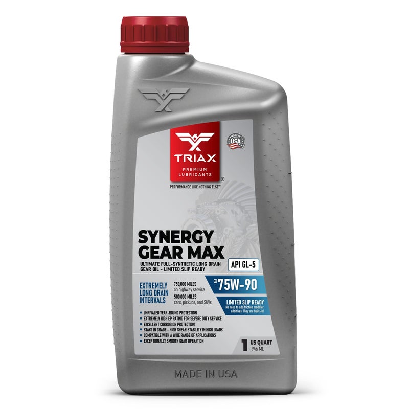 Triax Synergy Gear Max 75W-90 GL-5 Limited Slip, Ultra Long Drain 500k Miles, Manual Transmission, Gear/Differential Lubricant (1 Quart) - Image 1